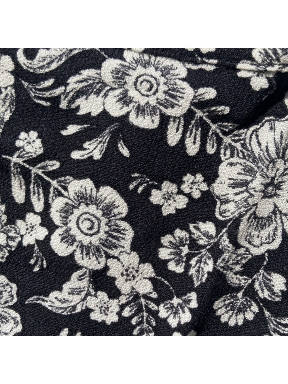 So crop top floral print cropped cinch waist tank black white boho L jrs - Picture 4 of 17